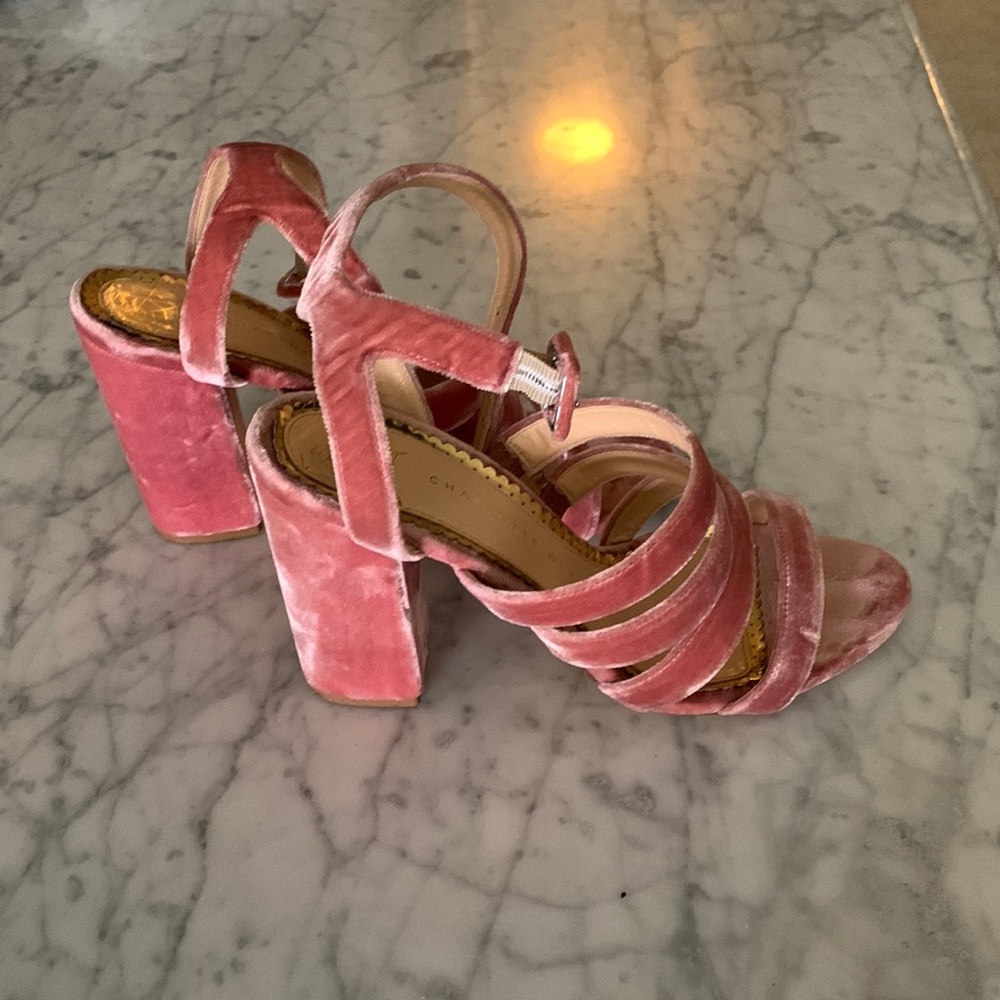 Charlotte Olympia velvet block heels